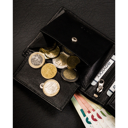 Herren Geldbörse querformat schwarz aus Leder ohne Außenverschluss – Ronaldo