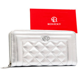 Große, gesteppte Damen Federmäppchen-Geldbörse mit Reißverschluss – Rovicky