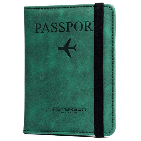 Grünes Dokumenten- oder Reisepassetui aus Öko-Leder – Peterson