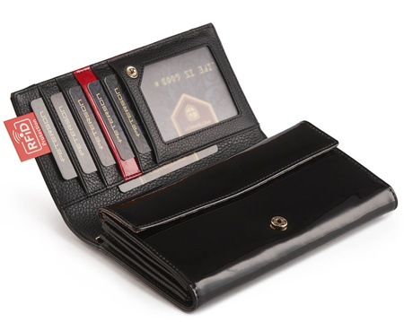 Schwarz-rote Damen Geldbörse aus Echtleder mit Akzent – Peterson