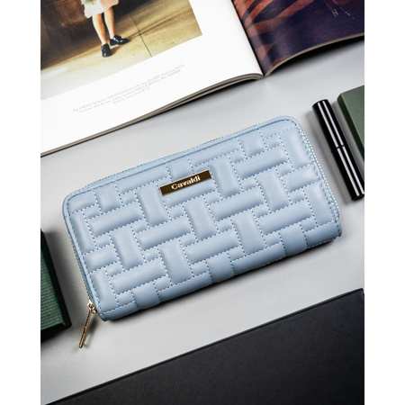 Blaue Damen-Geldbörse aus Öko-Leder mit Reißverschluss – 4U Cavaldi