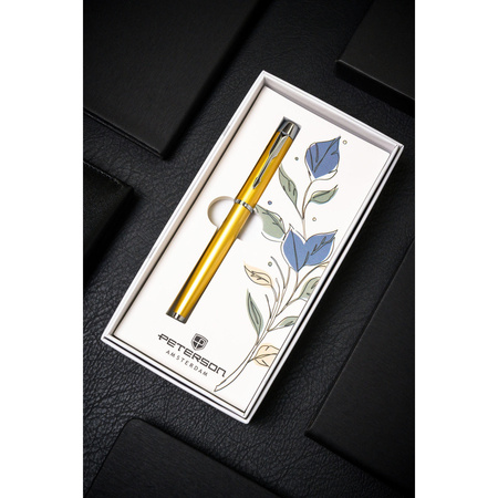 Gelb-silberner Metallkugelschreiber mit schwarzer Mine - Peterson