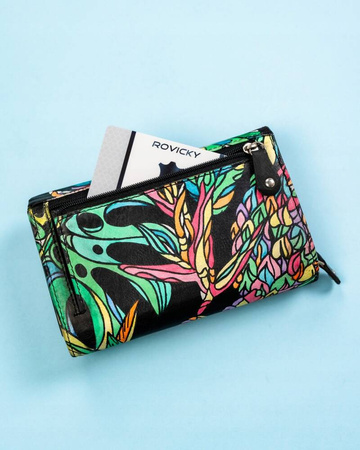 Geräumige Damen Geldbörse aus Leder mit Druckknopf – Rovicky