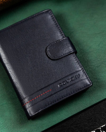 Klassische Herren Geldbörse aus Leder mit Druckknopf – Rovicky