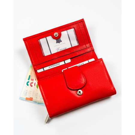 Rote Damen Geldbörse aus Leder mit RFID-Schutz – Rovicky
