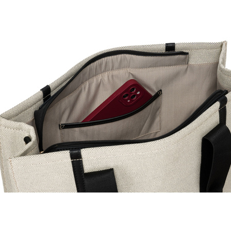 Modische Damen Shopper in Schwarz-Beige mit verstellbarem Gurt – Peterson