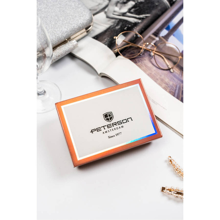 Modische Damen-Geldbörse mit Reißverschluss, goldenen Beschlägen und gesteppter Textur – Peterson