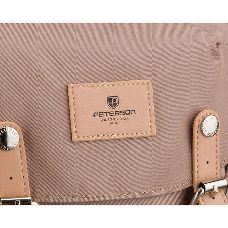 Beige, großer Damen-Rucksack aus Polyester und Öko-Leder - Peterson