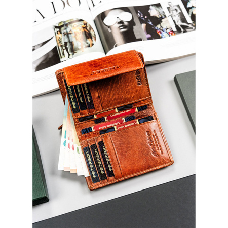 Damen Geldbörse aus Leder mit Druckknopf und RFID – Peterson