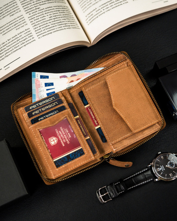 Elegante Herren Geldbörse aus Leder mit Reißverschluss – Peterson