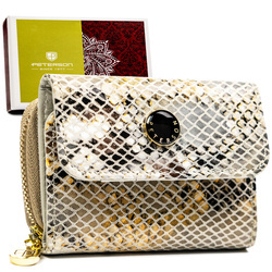Kleine Damen Geldbörse aus echtem Leder mit Schlangenprägung – Peterson
