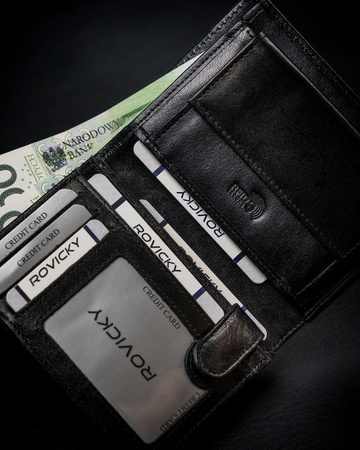 Große, originelle Herren Geldbörse aus Glattleder mit RFID – Rovicky