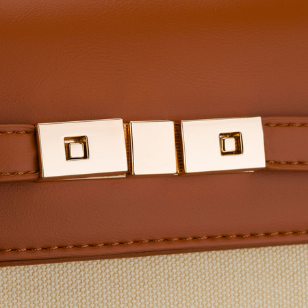 Damen-Handtasche in Ecru und Braun, mit Reißverschluss und Magnetverschluss – Peterson