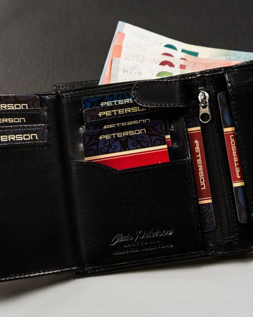 Kleine Herren Geldbörse aus Echtleder mit Druckknopf – Peterson