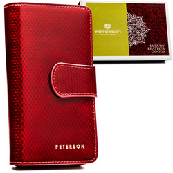 Damen-Geldbörse aus lackiertem Naturleder in Rot – Peterson