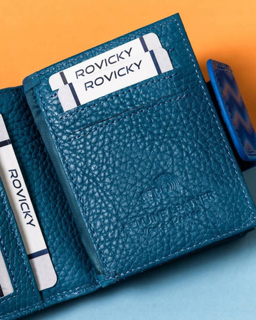 Damen Geldbörse aus Leder mit Druckknopf und Bügelverschluss und Wellenmuster – Lorenti