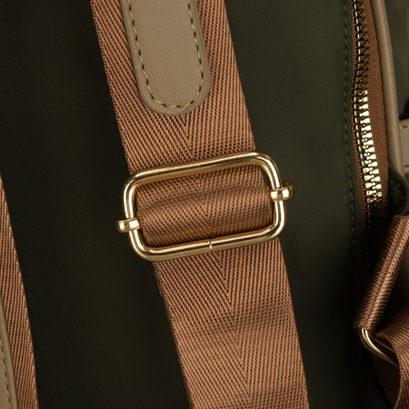 Grüner, städtischer Damen-Rucksack aus Nylon und Öko-Leder mit abnehmbarem Gürtel - Peterson