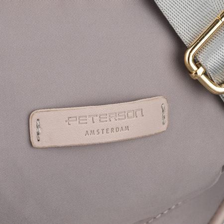 Graue Damen-Handtasche aus Nylon, aufgehängt an einem verstellbaren Gürtel und mit einem Reißverschluss geschlossen - Peterson