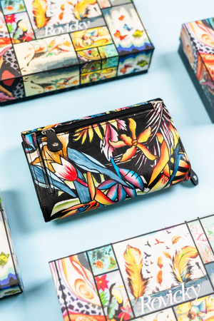 Damen Geldbörse mit Druckknopf aus echtem Leder – Rovicky