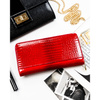 Lackierte Federmappen-Geldbörse aus Naturleder in Rot mit Reißverschluss – Rovicky