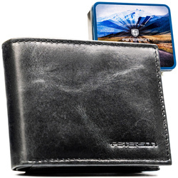 Schwarze Herren-Geldbörse aus Naturleder ohne äußeren Verschluss – Peterson