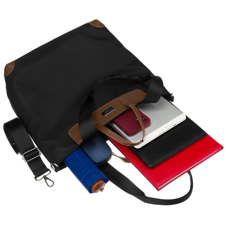 Große, schwarze Damen-Shopper-Tasche mit Griffen und abnehmbarem Gürtel - Peterson