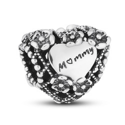 Silberner Charm Herz mit Blumen für Modulararmband – Peterson