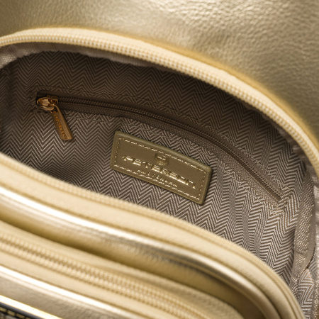 Goldene glänzende Damen Gürteltasche aus Öko-Leder, Ein-Schulter-Rucksack – Peterson