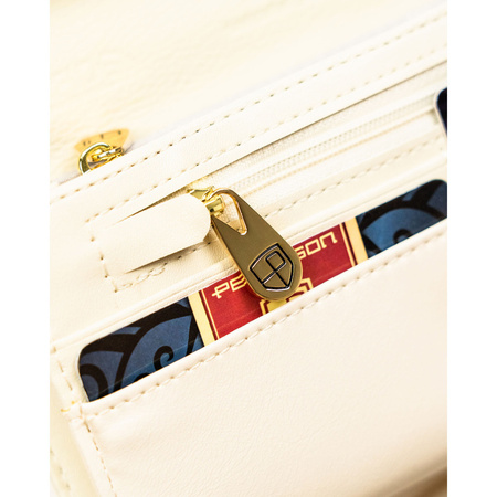 Damen-Geldbörse mit Blumenmuster aus Natur- und Öko-Leder, mit Druckknopfverschluss – Peterson