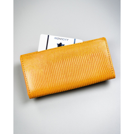 Braune, horizontale Damen-Geldbörse aus Öko-Leder mit Druckknopfverschluss - 4U Cavaldi