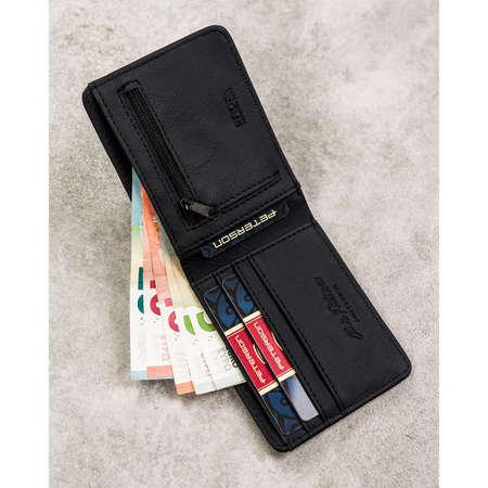 Schwarze Herren Geldbörse mit dezentem Lochmuster – Peterson