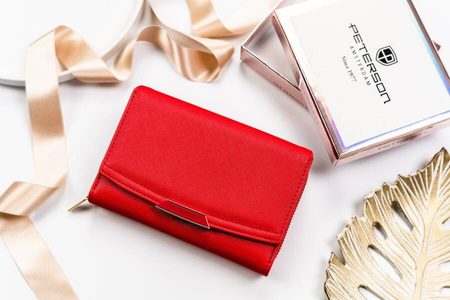 Elegante Damen-Geldbörse aus Öko-Leder mit Druckknopfverschluss – Peterson