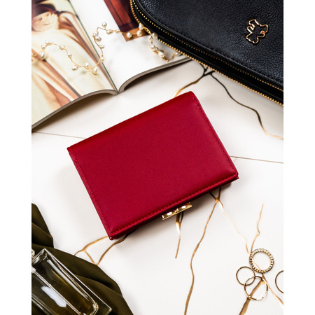 Mittelgroße, rote Damen-Geldbörse aus Natur- und Öko-Leder – Peterson