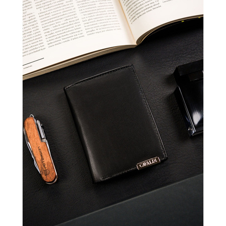 Klassische Herren Geldbörse hochformat schwarz aus Leder – 4U Cavaldi