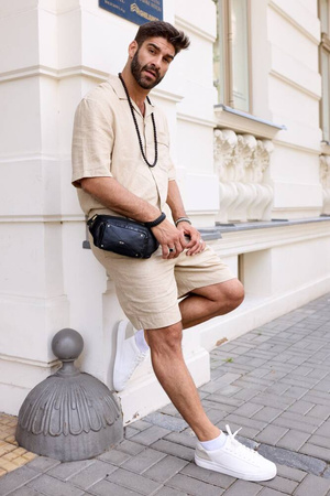 Herren-Bauchtasche aus Leder mit Fronttasche – Peterson