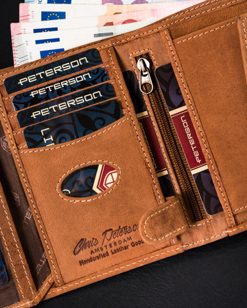 Klassische Herren Geldbörse aus Leder mit Druckverschluss – Peterson