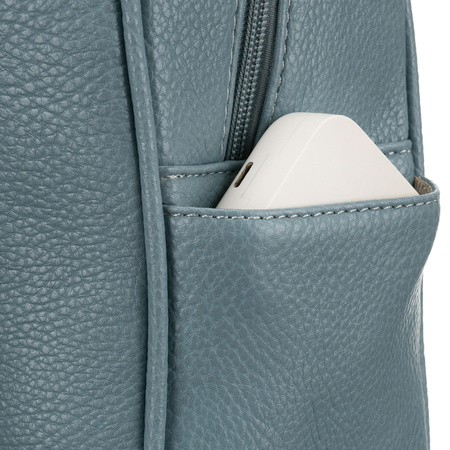 Modischer blauer Damen Rucksack mit Steppung, goldenen Nieten und Anhänger aus Öko-Leder – Peterson