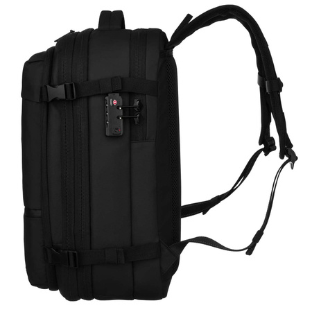 Geräumiger schwarzer Reiserucksack mit Vakuumfach & Laptopfach – Peterson