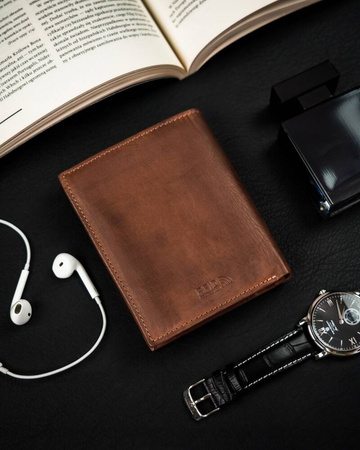 Herren Geldbörse aus verlaufendem Echtleder in Braun – Peterson