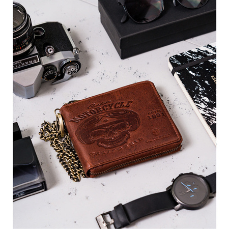 Große Herren Geldbörse aus Leder mit Kette – Peterson