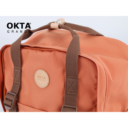 Orange-brauner City Rucksack mit Reißverschluss – Himawari