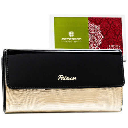 Elegante Damen Geldbörse mit Lackklappe und Reptilprägung – Peterson