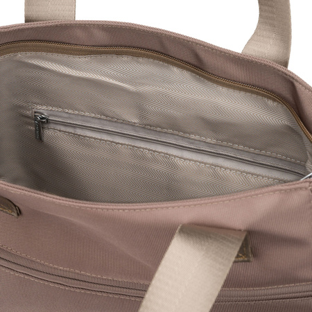 Beige Damen-Shopper mit Henkeln und abnehmbarem Gürtel, mit Reißverschluss – Peterson