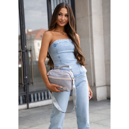 Damen-Umhängetasche aus Nylon in Grau mit Reißverschluss – Peterson