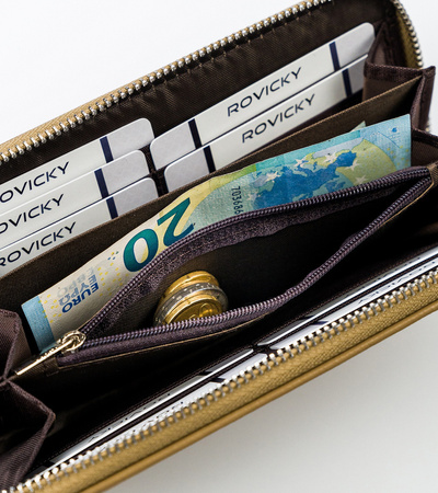 Große Damen Geldbörse im Federmäppchen-Stil aus glattem Öko-Leder – David Jones