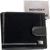 Herren Geldbörse aus schwarzem Leder mit Druckknopf – Rovicky