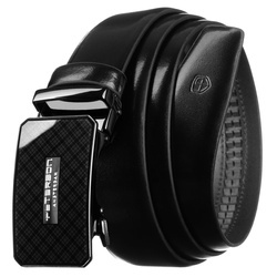 Herren-Gürtel in Schwarz aus Naturleder mit automatischer Schnalle – Peterson