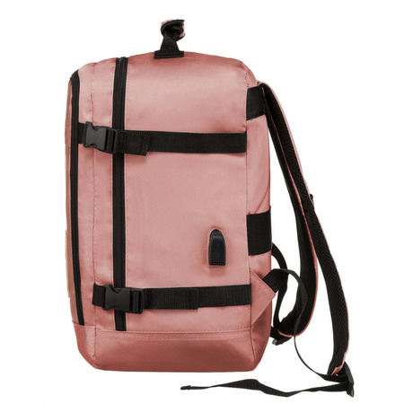 Geräumiger, reisetauglicher Kabinenrucksack mit USB in Rosa – Peterson