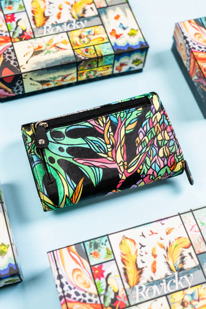 Damen Geldbörse mit Druckknopf aus echtem Leder – Rovicky