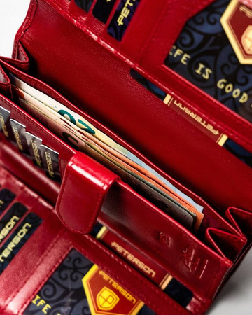 Große und geräumige Damen Geldbörse aus Leder mit Druckknopf – Peterson